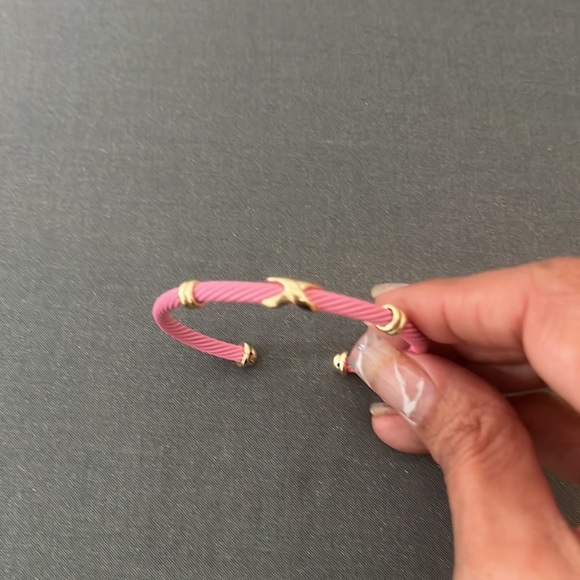 Pink and gold enamel bracelet - Picture 2 of 3